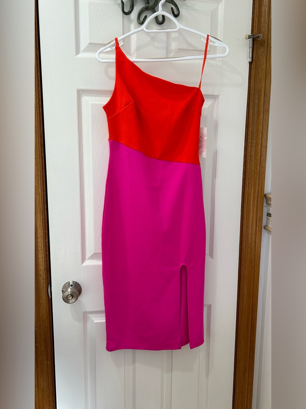 Asymmetrical vibrant colour block 1
shoulder dress